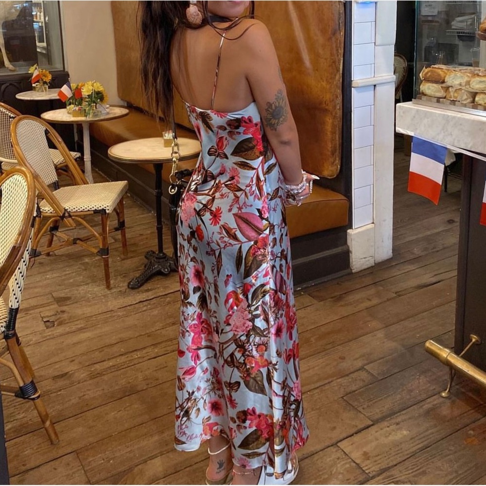 floral tie strap slip dress